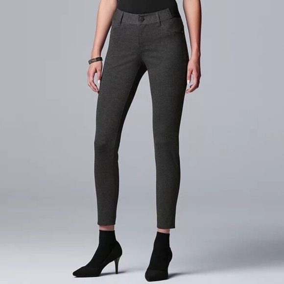 Simply Vera Skinny Ponte Gray Pants Size M - Picture 2 of 6